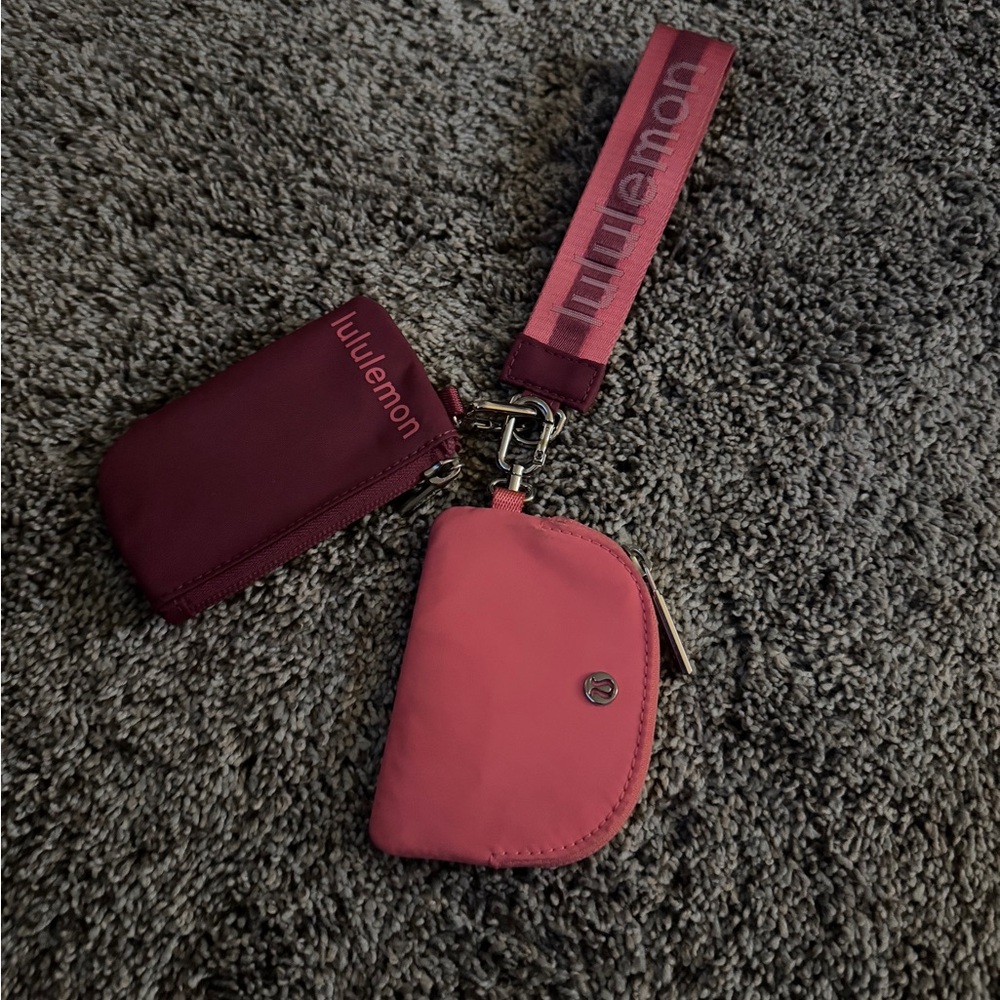 Lululemon Pink and Burgundy Wristlet Set